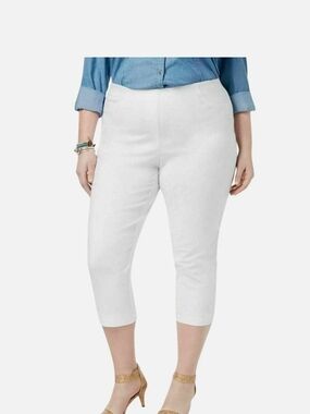 Belle By Kim Gravel White Stretch Denim Capri Pants for Women 18 W